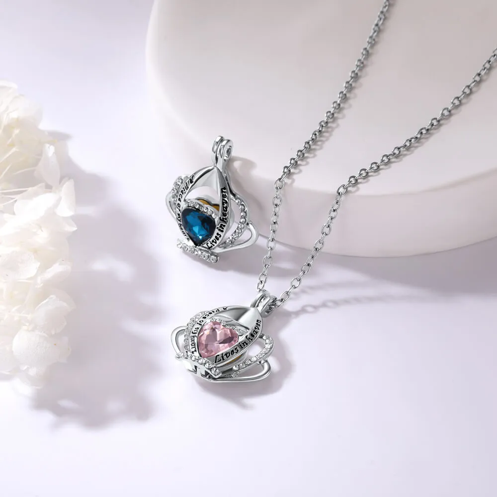 U7 Jewelry Crystals Cremation Jewelry for Ashes Crown Heart Memorial Urn Necklace Keepsake Pendant