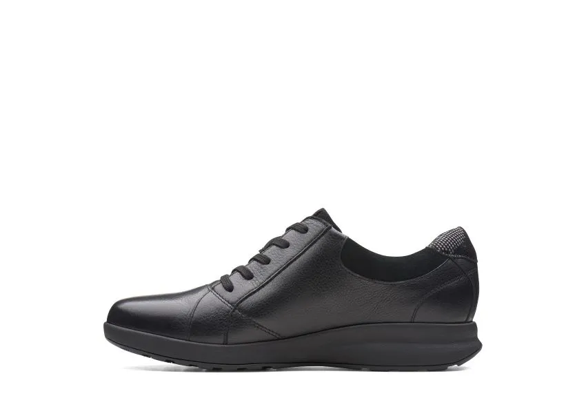 Un Adorn Lace Black Leather Sneaker