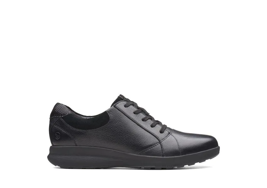 Un Adorn Lace Black Leather Sneaker