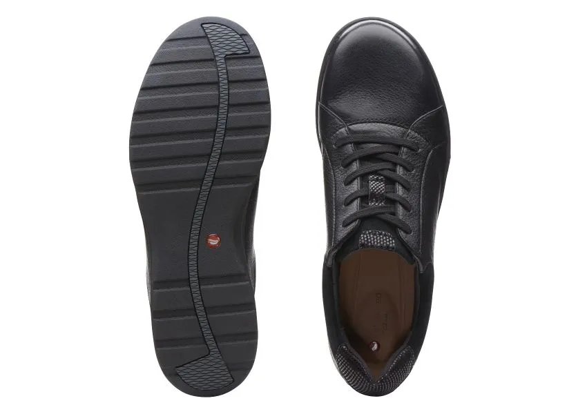 Un Adorn Lace Black Leather Sneaker