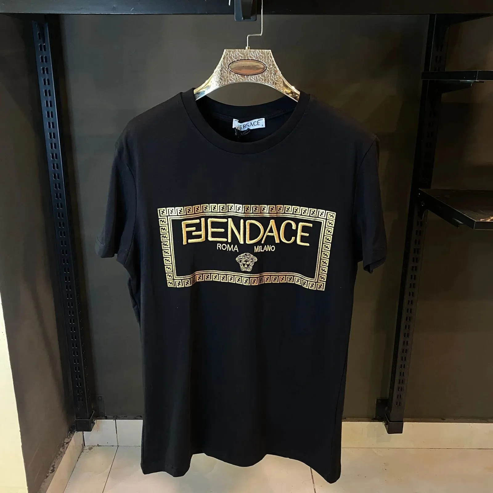 Versace Black Logo Fendace T-Shirt - The Nucleus Clothing