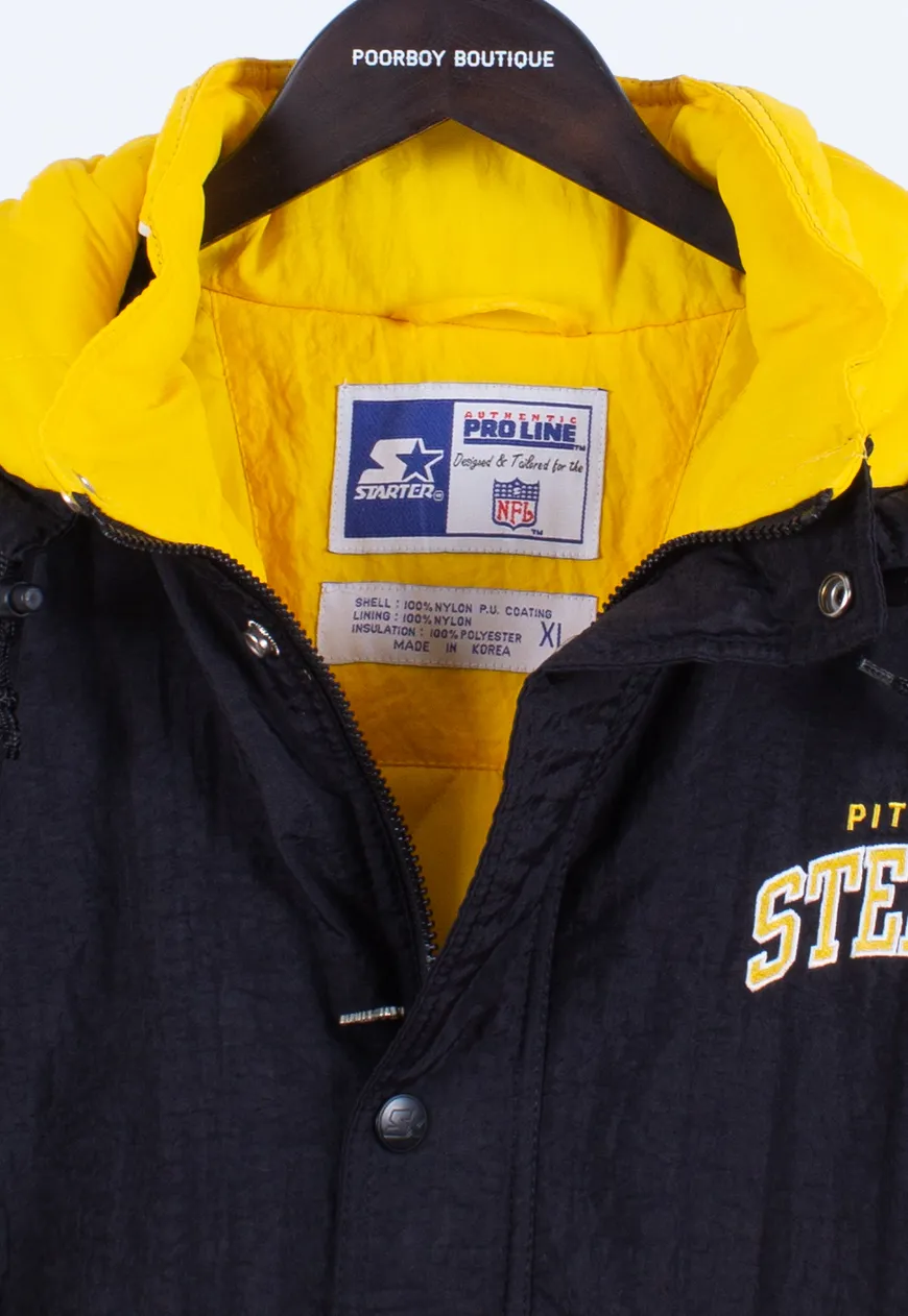 Vintage 90s Starter Padded Jacket NFL Steelers | Retro Clothing UK