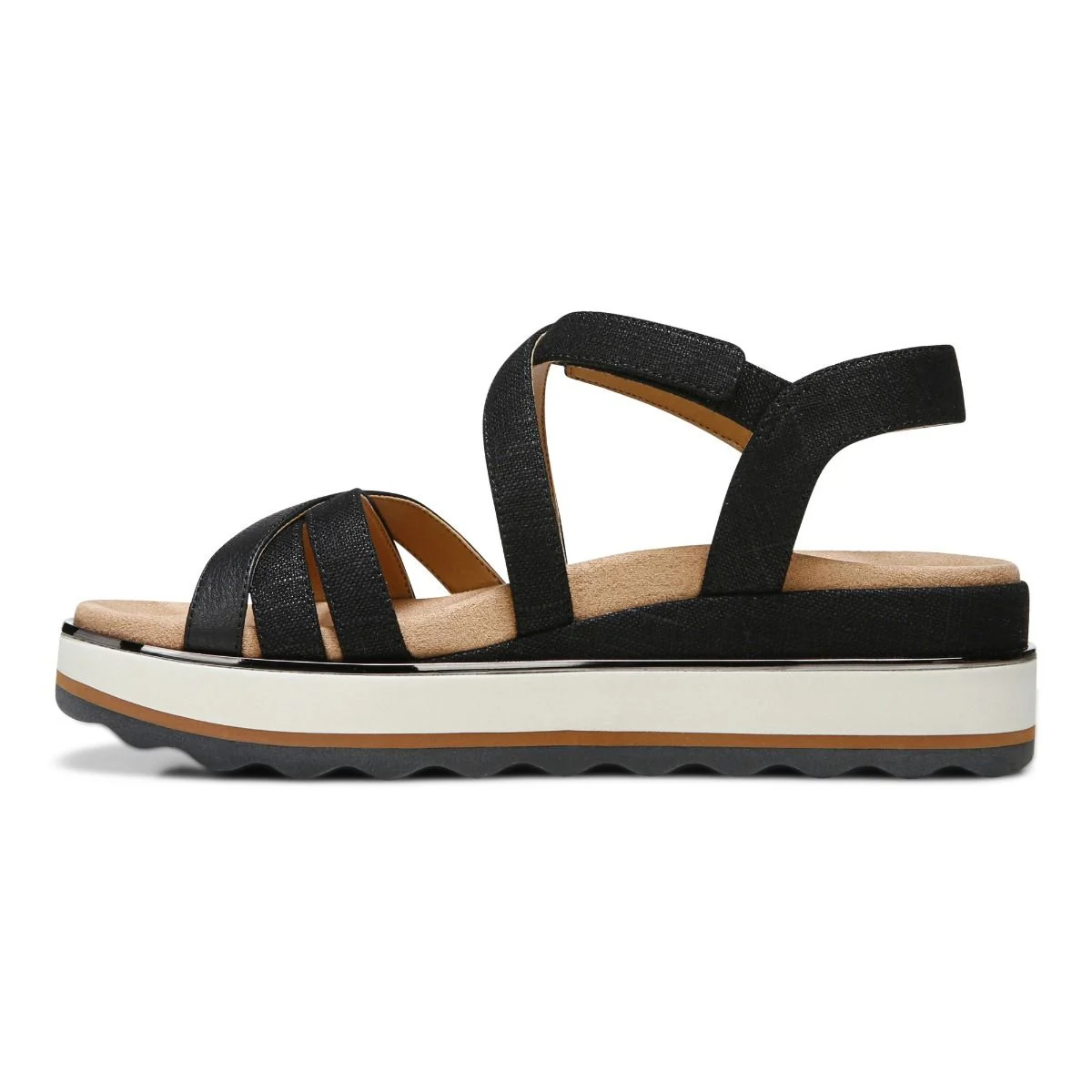 Vionic Womens Kellyn Strappy Flatform Sandal- Black