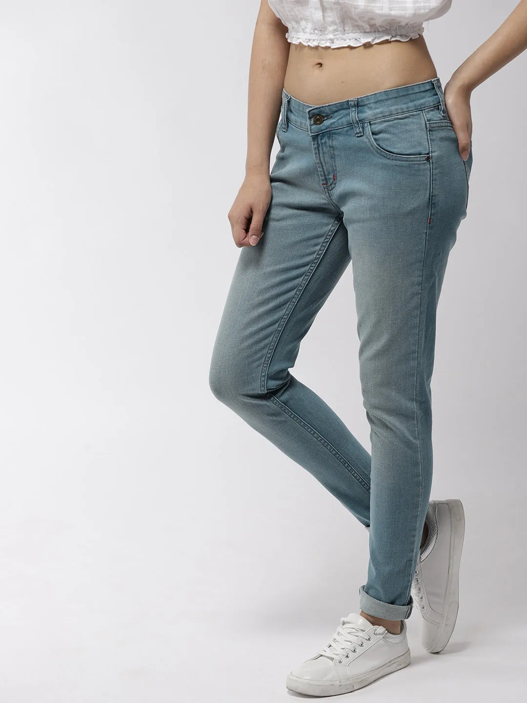 Women Blue Skinny Fit Mid-Rise Clean Look Jeans