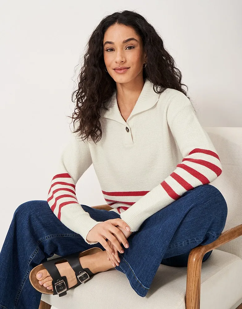 Women's Collar Detail Stripe Jumper from Crew Clothing Company