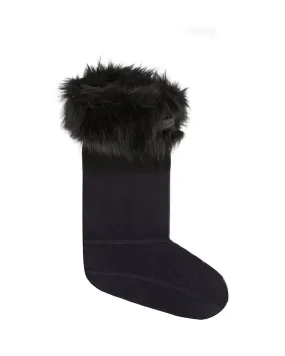 Women's Faux Fur Cuff Boot Sock Black