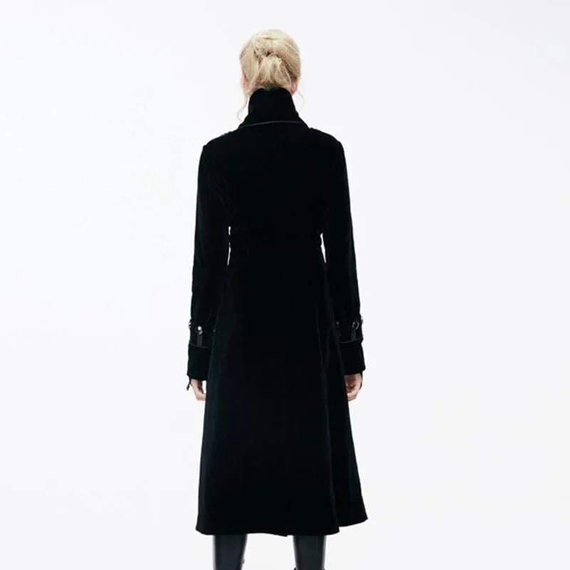 Women's Goth Princess Cut Coat With Elaborate Frog Closure