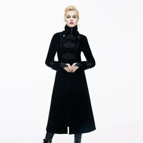 Women's Goth Princess Cut Coat With Elaborate Frog Closure