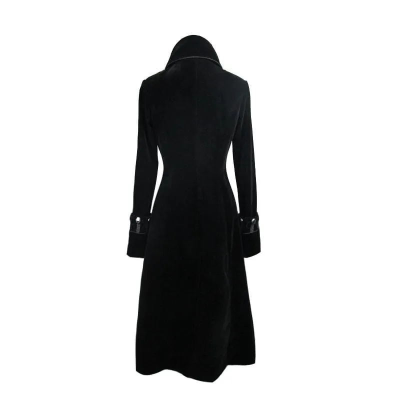 Women's Goth Princess Cut Coat With Elaborate Frog Closure