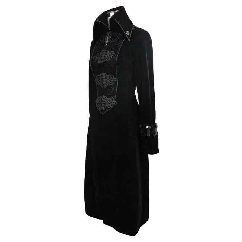 Women's Goth Princess Cut Coat With Elaborate Frog Closure