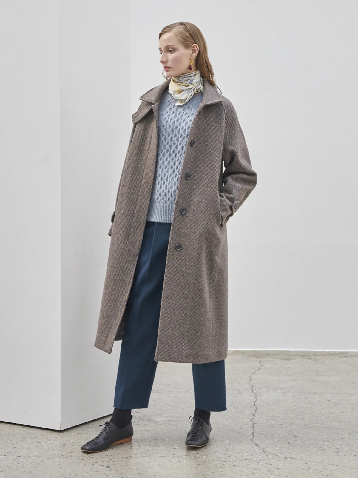 Wool Stitch Coat II - Gray/Purple