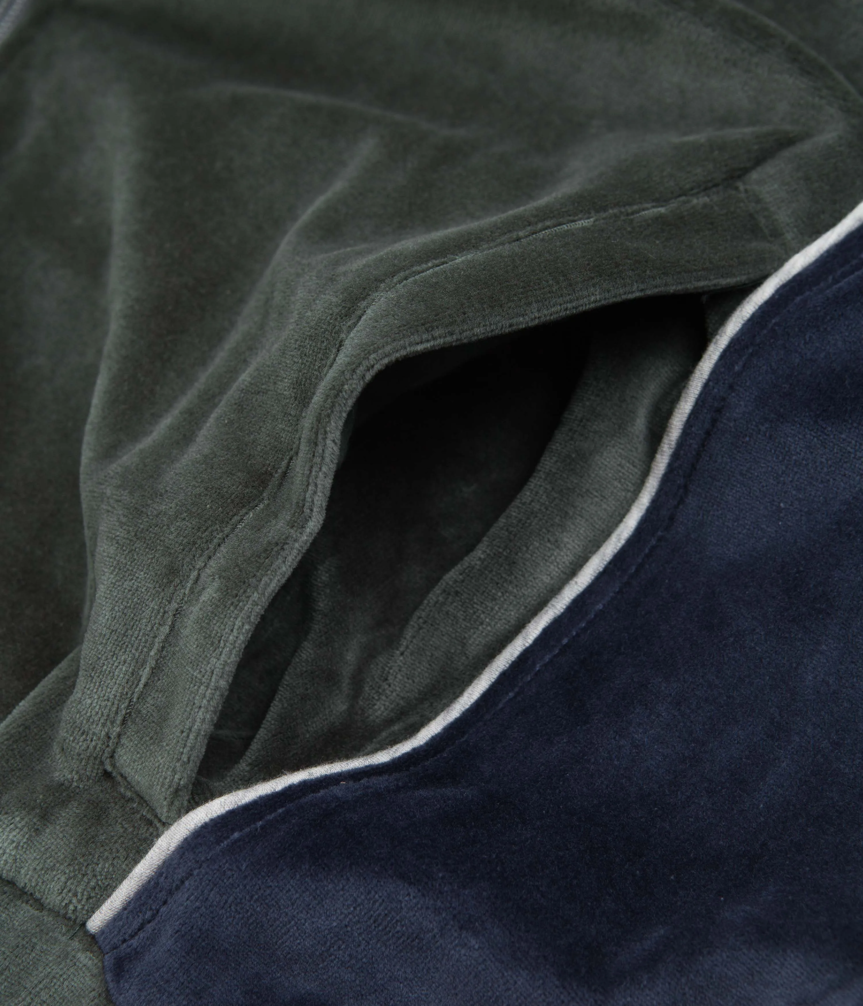 Yardsale Gem Velour Full-Zip Hoodie - Green / Navy