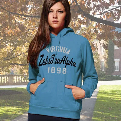 Zeta Tau Alpha State and Date Printed Hoody - Gildan 18500 - CAD